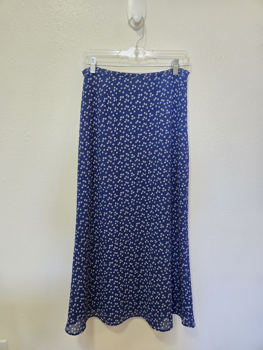 Liz Claiborne Navy Blue Floral Print Midi Skirt